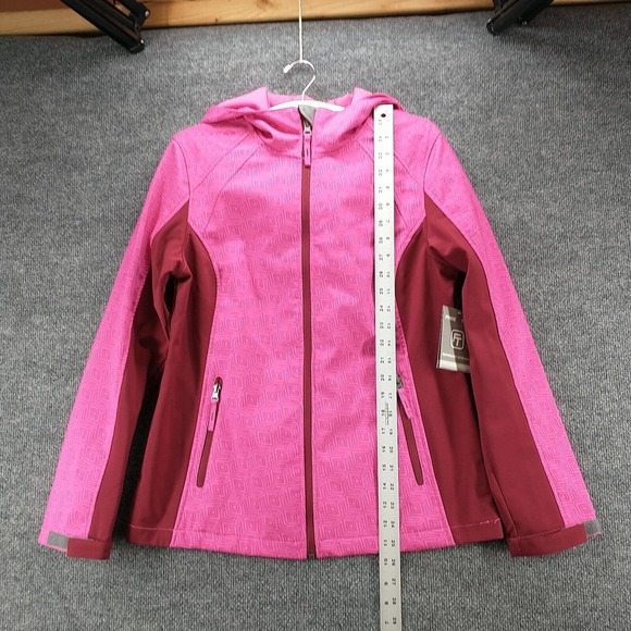 Free Tech Women's Jacket Pink Medium Zip Front Hooded Zip Pockets W/Tags - Picture 12 of 14